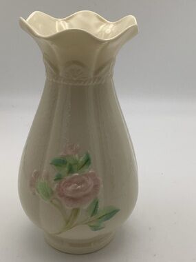 Vintage Belleek Irish Fluted Floral Vase